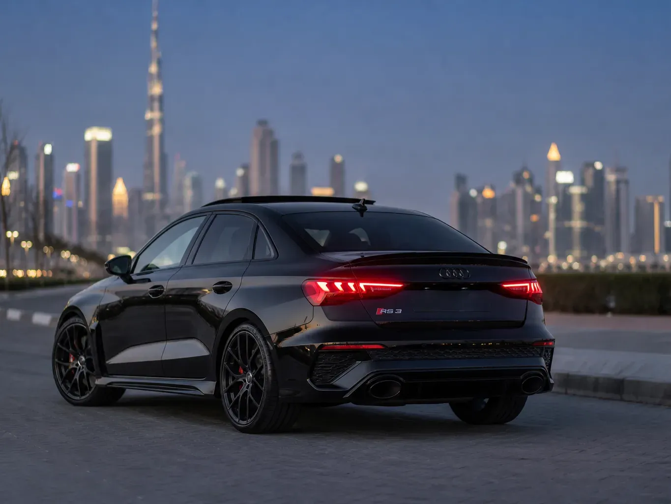 Audi RS3 rear three-quarter view