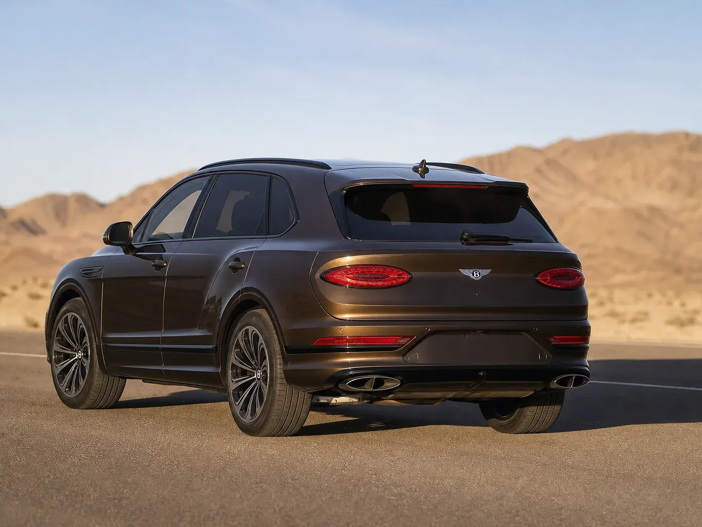 Bentley Bentayga Brown rear three-quarter view