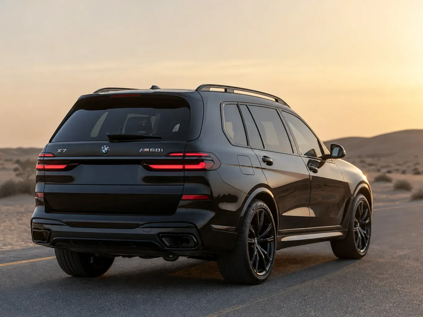 BMW X7 M60i rear three-quarter view