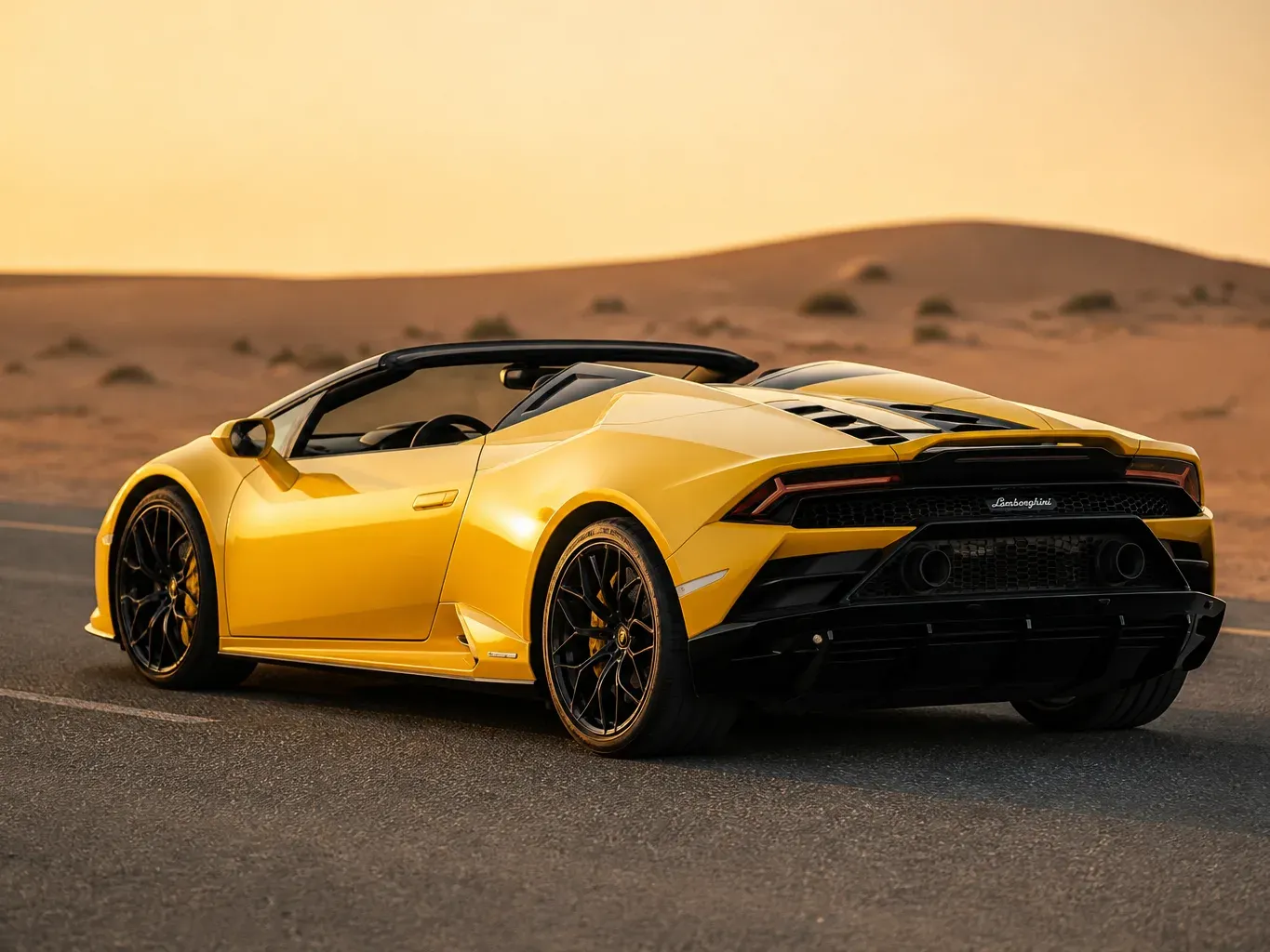 Lamborghini Huracan EVO Spyder Yellow rear three-quarter view
