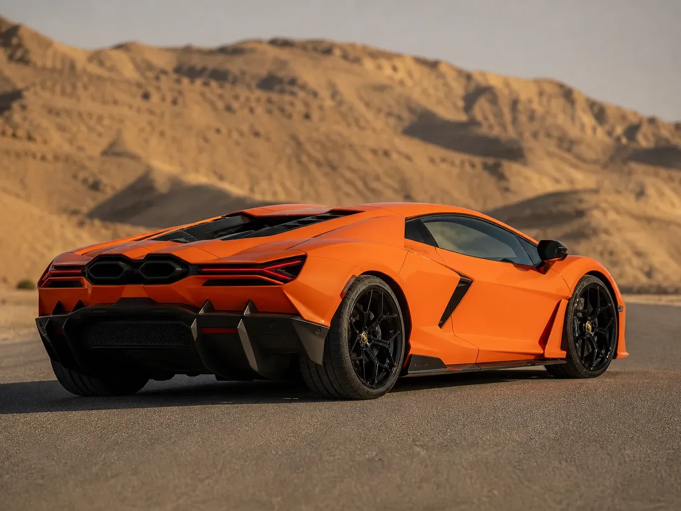 Lamborghini Revuelto rear three-quarter view