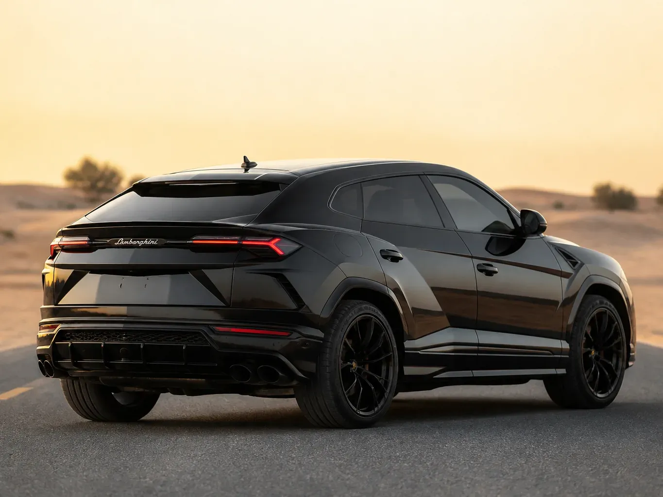 Lamborghini Urus Black rear three-quarter view