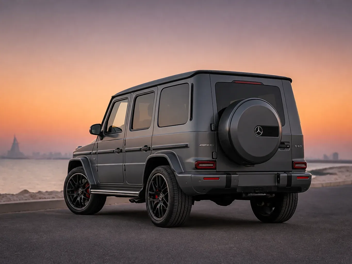Mercedes-Benz AMG G63 Matte Gray rear three-quarter view