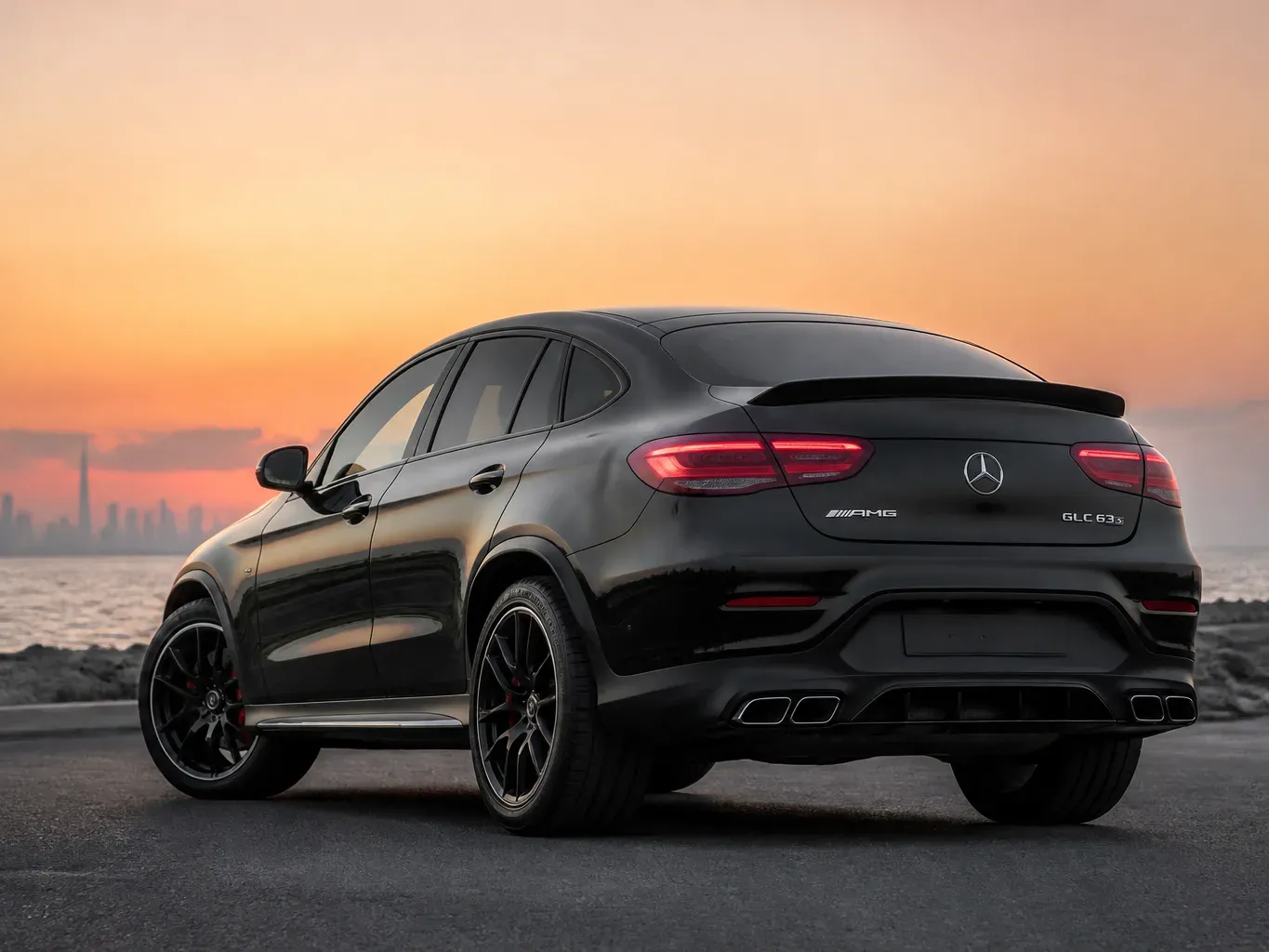 Mercedes-Benz AMG GLC 63S Coupe Black rear three-quarter view
