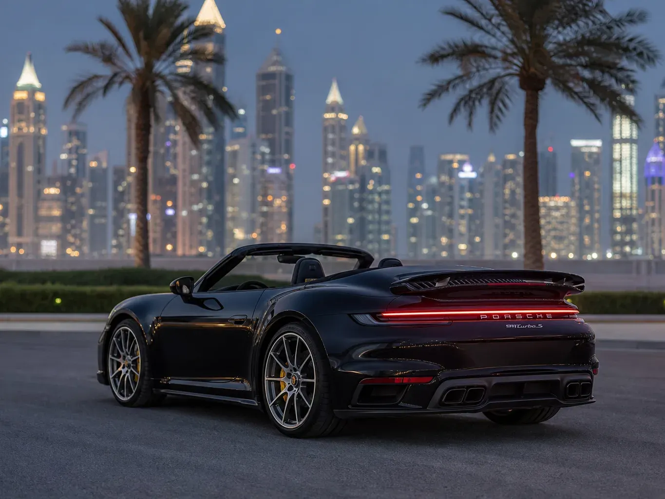 Porsche 911 Turbo S rear three-quarter view
