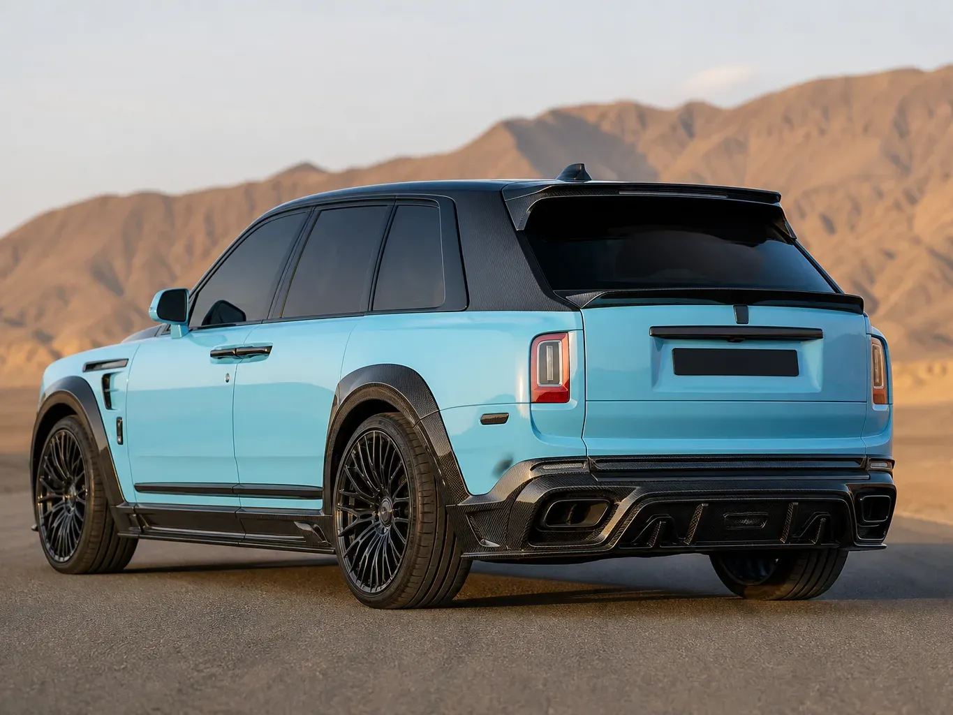 Rolls-Royce Cullinan Mansory rear three-quarter view
