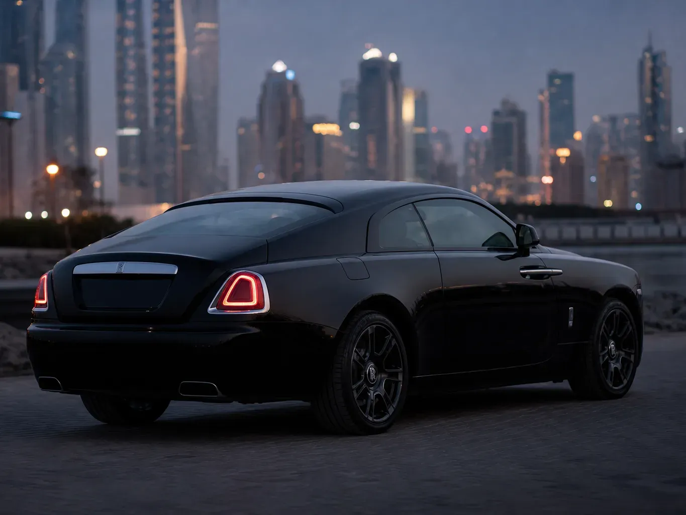 Rolls-Royce Wraith Black Badge rear three-quarter view